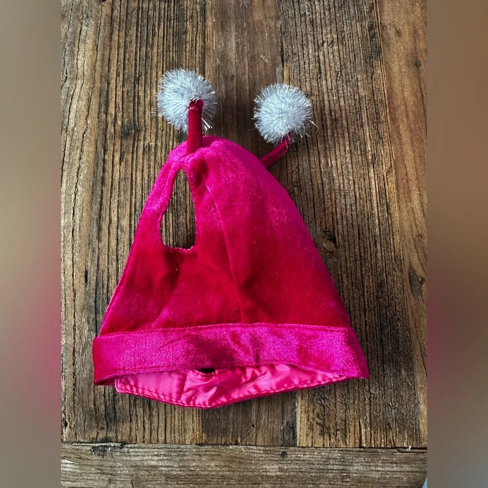 Pink Dog hat with Silver Pom-Poms